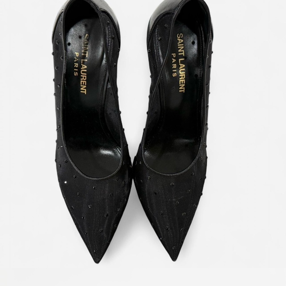 Saint Laurent Black Stiletto Heels with Pointed Toe